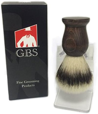 G.B.S Classic Synthetic 3rd Generation Bristle Shaving Brush with Durable Clear Brush Stand - Vegan Brush Generates Lather for Wet Shaving Lovers Durable Wooden Handle 20 mm Knot