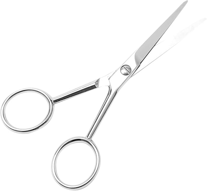 PRETYZOOM Stainless Steel Mustache Scissors with Teeth Non-slip Beard Trimming Scissors for Men Small Grooming Tool for Facial Hair Precision Cutting