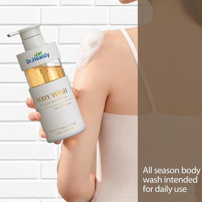 Sweet Orange & Cedar Body Wash with Vitamin C - 24HR Hydrating Moisturizer - Sulfate, Paraben & Dye Free for All Skin Types - Refreshing Feel for Women & Men - 6.8Fl. Oz