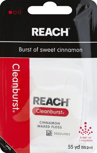 Reach Waxed Dental Floss, Cinnamon Flavored, 4 Pack | 55 Yards | Extra Wide | Shred Resistant | PFAS Free