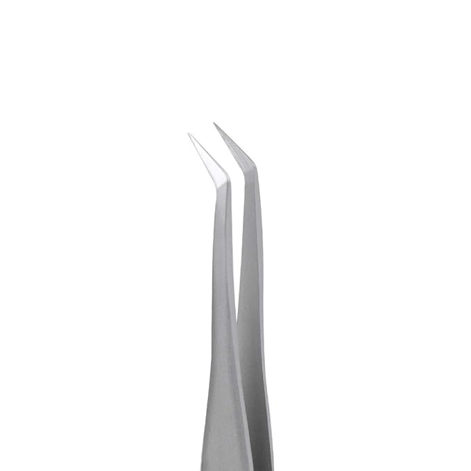 Staleks Pro Professional Eyelash Tweezers EXPERT 40 Type 1 – L-Shaped Tip – Stainless Steel – For Classic and Volume Extensions (50° Angle)