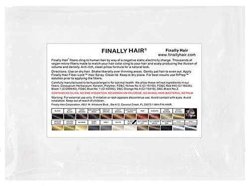 Finally Hair Pure White Hair Building Fibers - 56 Grams of Premium Hair Loss Concealer in a Refill Bag, Hypoallergenic, Wind and Perspiration Resistant, Easy to Apply, Pro Health Choice