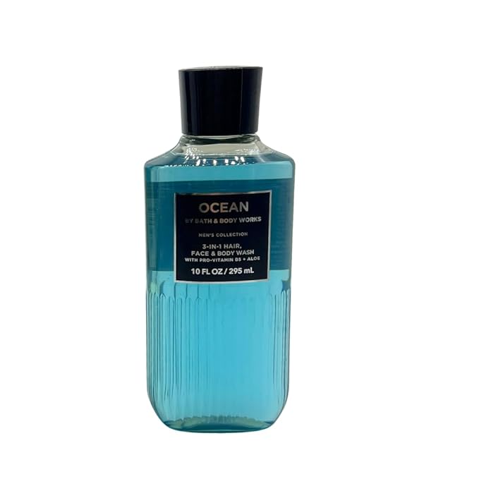 Bath & Body Works BOURBON, NOIR, OCEAN Men's Collection 3-in-1 Hair, Face & Body Wash 3-piece Gift Set with a Blue Bow for Holidays - 10 fl oz each