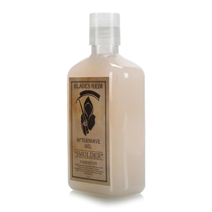 The Blades Grim – Aftershave Gel, Handmade in the USA (Smolder, 8.45oz)