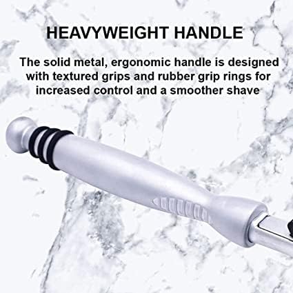 Taconic All‑Metal Heavyweight Chrome Razor – Gillette® Atra-Compatible Twin Blade Handle with 10 Pivot Plus Personna Blades, Ergonomic Grip, Durable Design