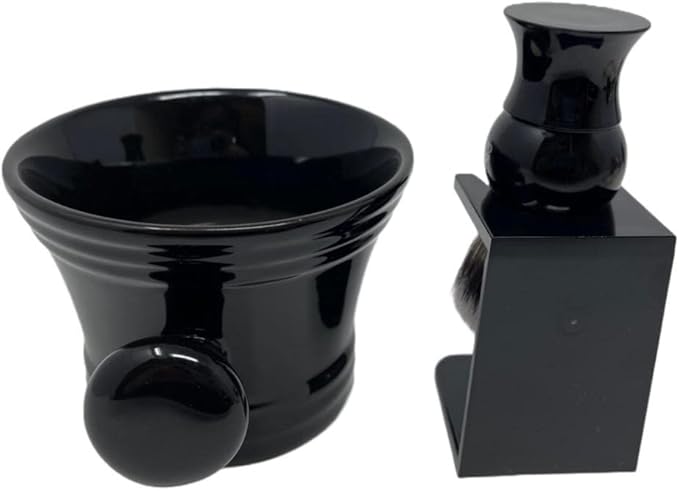 G.B.S Shaving Brush with All Natural Shave Soap, Shave Brush Stand and Ceramic Shaving Mug Kit