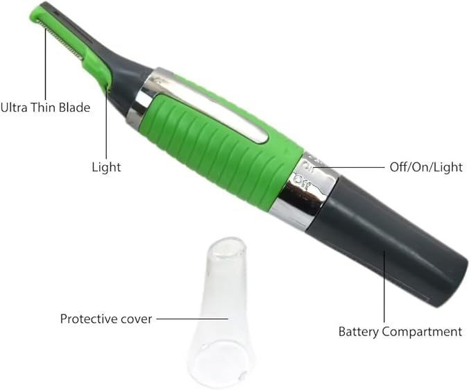 USonline911 2025 New Hair Trimmer Shaver Clipper for Men Women Ear Neck Eyebrow Trimmer Shaver Man Clean Trimer Razor & 2X Comb Attachments &1x Cleaning Brush (Green)