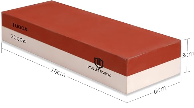 WUTA Learher Knife Sharpening Stone Set, 2 IN 1 Dual Side Professional Whetstone Knife Sharpener for Craft Tools, Kitchen, Outdoor and Pocket Knives (1000/3000 Grit)