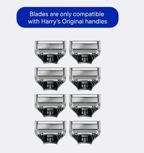 Razor Blade Refills, Harry Razor Blade Refills 8 Count, Sharper 5-Blade, Close and Comfortable Shave - Compatible