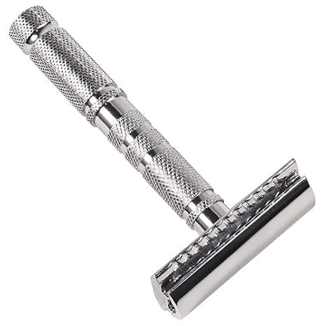 Parker A1R TRAVEL SAFETY RAZOR - Compact 4-Piece Double Edge Safety Razor with Protective Leather Case - Ideal for Everyday Use - Iconic Brand