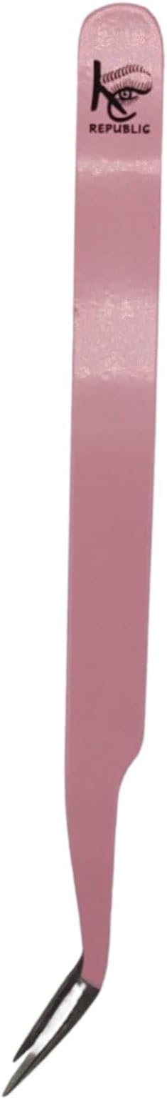 Pink Curved Professional Tweezer Great For Eyebrow, Eyelash, Facial, Ear, Nose & Ingrown Hair Remover Treatment. Make Perfect Eyebrow Shapes (Pink)
