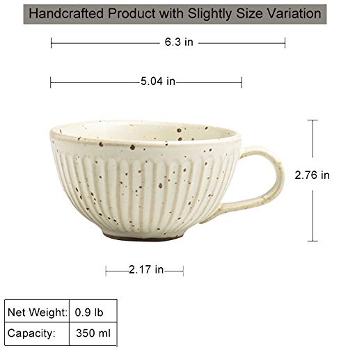 Ceramic Retro Shaving Bowl, Wide Mouth, Large Capacity Shaving Mug, Easier To Lather (Off-white)