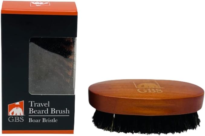 GENTS Beard Brush for Men - Premium Boar Bristle Brush with Wood Handle - Travel Size Grooming Kit for Beard Care, Styling & Detangling - 100% Natural Bristles