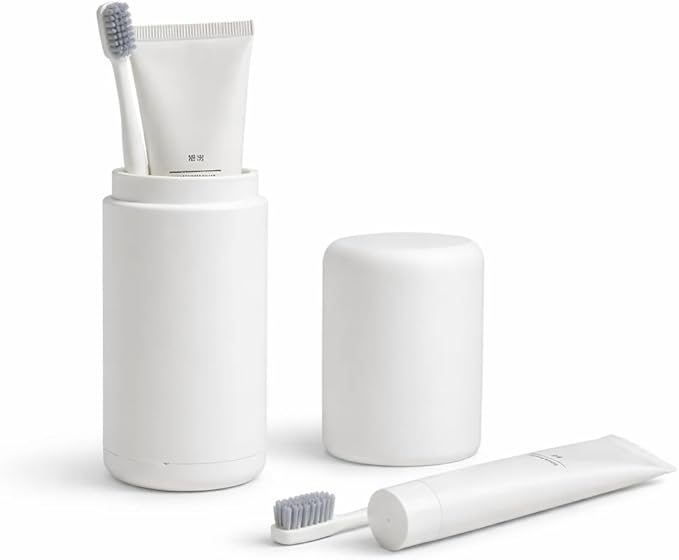 Portable Travel Toothbrush Case with Air Vent, Lightweight Toothbrush Storage Holder, Hygienic Protective Container, White