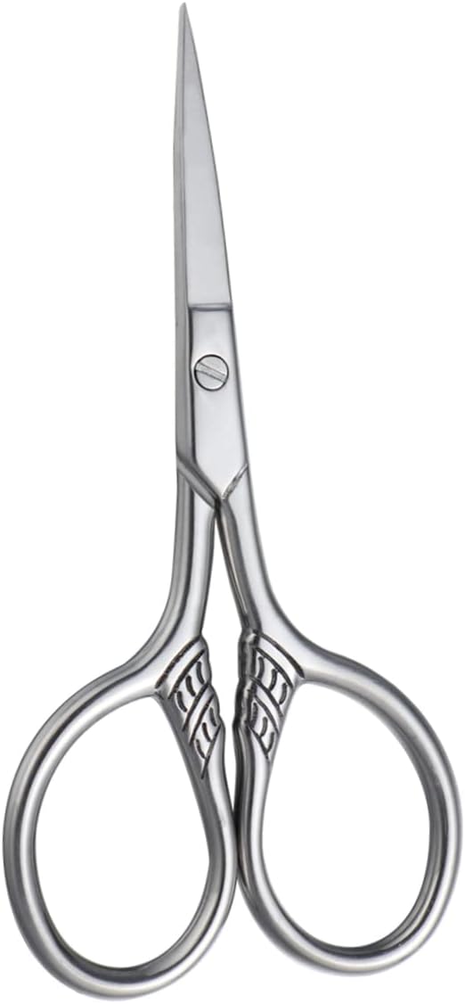 Beaupretty Stainless Steel Mustache Scissors for Men Beard Trimming Durable Rust Facial Hair Shears Precise Grooming Tool with Mirror Polished Silver Finish
