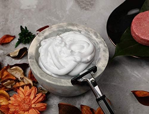 ShayVe Shaving Bowl for Shaving Soap & Cream — Marble Shave Bowl For Shaving Soap & Cream — Exquisite Heat Insulated Wet Shaving Kit Addition (Light Grey Marble)