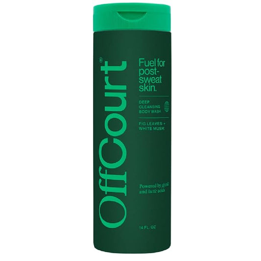 OffCourt Sulfate-Free Body Wash for Men & Women - Non-Drying Exfoliator with Glycolic & Lactic Acids Leaves Skin Fresh & Smooth with Fig Leaves and White Musk Scent, 14 Fl. Oz (Pack of 1)