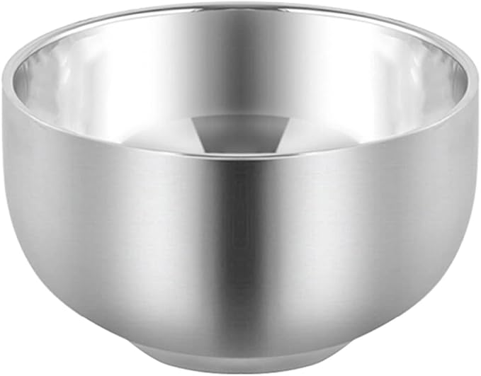 Akstore Men's Durable Shave Soap Cup Stainless Steel Heat Insulation Smooth Shaving Mug Bowl (Medium)
