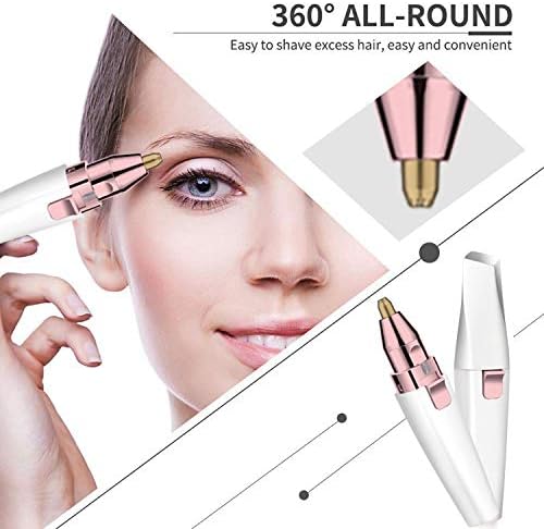 Facial Hair Remover for Women: 2 in 1 Rechargeable Nose Hair & Eyebrow Trimmer, Face Shaver with Built-in LED Light for Removing Chin, and Cheek Trimming - with Built-in LED Light