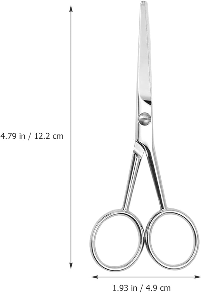 PRETYZOOM Stainless Steel Grooming Scissors and Mustache Trimming Scissors for Men Silver Precision Hair Cutting Tool for Facial Hair Care