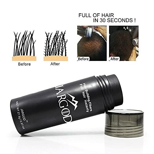 Hair Fibers for Instant Volume and Thicker Fuller Hair Hair Building Fiber for thinning Hair & Bald Spots Conceals Hair Loss in Seconds - Hair Powder for Women & Men (Black, 0.97 ounce)