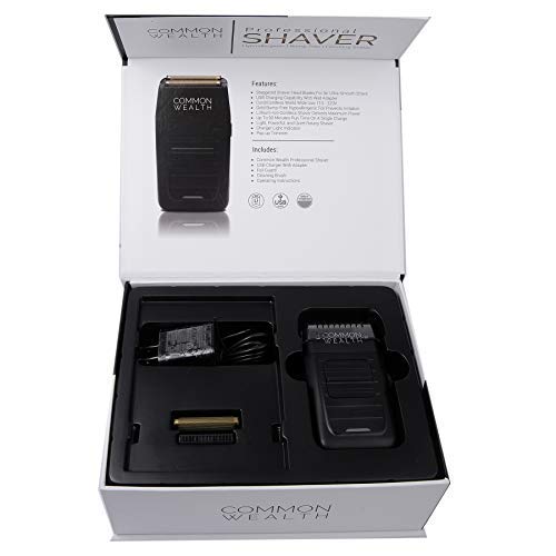 Common Wealth Professional Shaver Cordless Hypoallergenic Bump Free Gold Pro Foil Barber Finishing Shaper Trimmer Tool CWPS26 For Beard Neckline & Tapered Fades