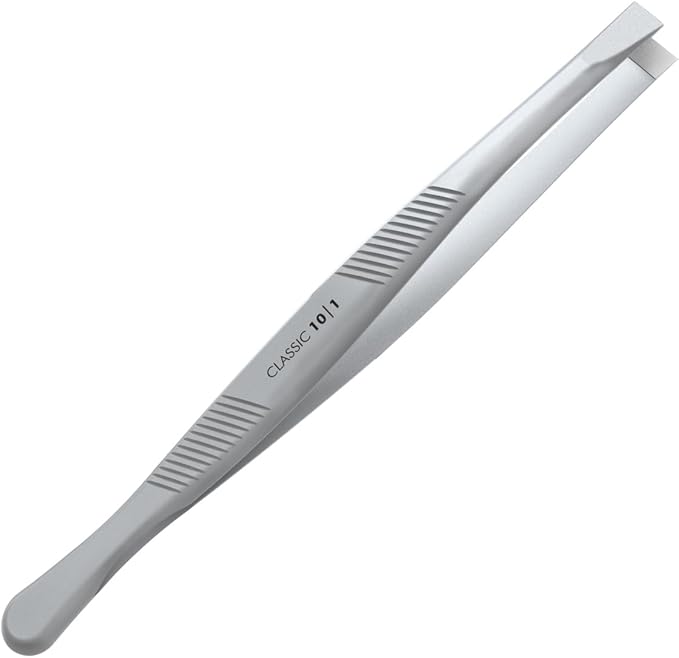 STALEKS CLASSIC 10 Type 1 Eyebrow Tweezers – Wide Straight Stainless Steel for Thick Brows & Precise Home Hair Removal