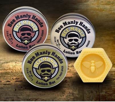 Honey House Naturals Bee Manly Hands Bee Bar -Tea Tree Spice - All Natural Ultra Moisturizing Lotion Bar Infused with Essential Oils in Masculine Scents – Made in USA (Tea Tree Spice)