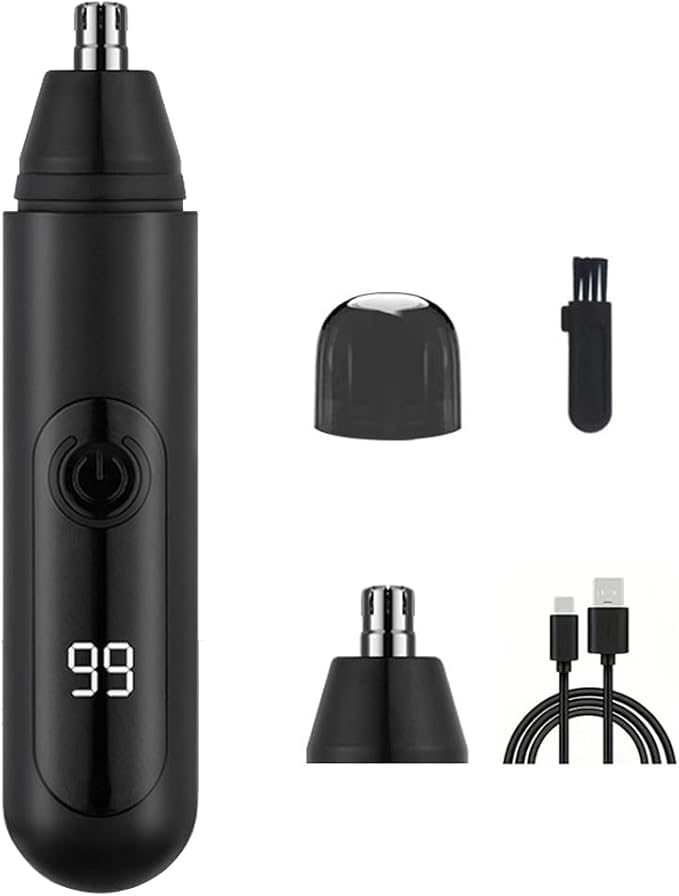 Ear and Nose Hair Trimmer Clipper for Men Women, USB Rechargeable Professional Painless Eyebrow & Facial & Ear & Nose Hair Trimmer, LED Display Dual Edge Blades for Easy Cleansing