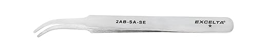 Excelta 2AB-SA-SE Tweezer, Curved Tapered Duckbilled, 4.5" Overall Length, Stainless/Anti-Magnetic