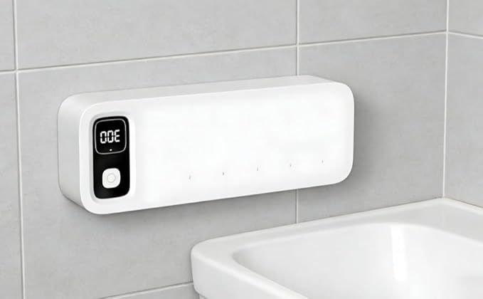 5-Slot Toothbrush Sterilizer, Sunshine-C Wall Mount Bathroom Sanitizer With Digital Display, Rechargeable 2000Mah Battery