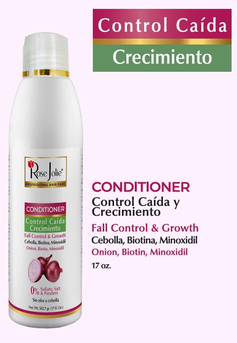 Rose Jolie Onion Conditioner | With Onion Extract and Biotin for Hair Fall Control & Growth Support| Moisturizes and Nourishes | Nourishing Daily Formula | Sulfate Free, No Onion Smell | 17 fl oz