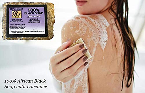 RA COSMETICS 100% Natural Black Soap with Lavender 5oz