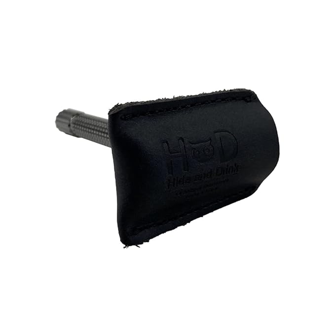 Hide & Drink, Leather Double Edge Safety Razor Head Protective Sheath, Shaving Travel Cover Handmade (Charcoal Black)
