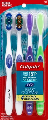 Colgate 360 Adult Toothbrush, Medium (4 Count)
