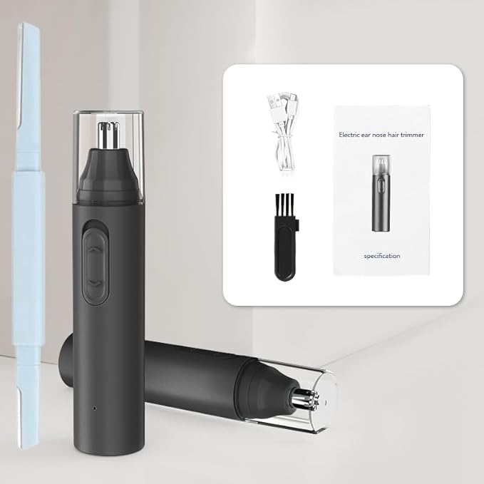 Nose & Eyebrow Hair Trimmer for Women Men– 8500 RPM Powerful Motor with Dual Stainless Steel Edge Blades USB Type-C Rechargeable for Easy Cleansing Travel Size