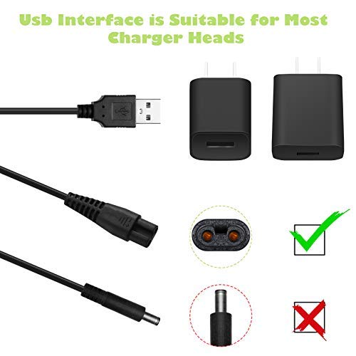 Honoson Head Shaver Power Cord Replacement Electric Shaver Charger Razor Cord USB Cable Charging Data Line and 5 Pieces Cleaning Brush Hair Clipper Compatible with Pitbull/norelco 9188 3188