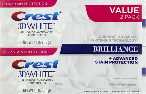 Crest 3D White Brilliance Vibrant Peppermint Toothpaste, Pack of 2