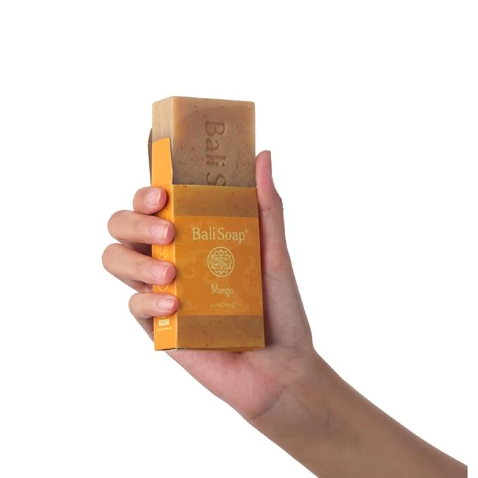 Bali Soap - Mango Natural Soap Bar for Men & Women - Vegan, Handmade, Exfoliating, Moisturizing - 3 Pack, 3.5 Oz Each