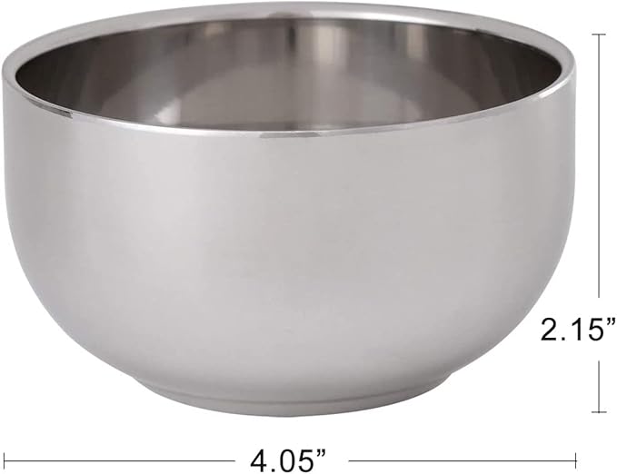 Akstore Men's Durable Shave Soap Cup Stainless Steel Heat Insulation Smooth Shaving Mug Bowl (Medium)