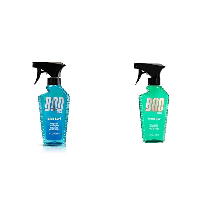 BOD man Blue Surf Body Spray 8 Fl Oz and Fresh Guy Body Spray 8 oz Men's Fragrances