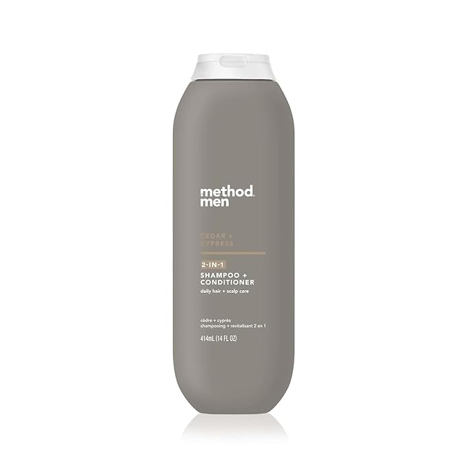 Method Men 2-in-1 Shampoo and Conditioner, Cedar + Cypress - Hydrating Formula with Woody Scent - Paraben Free and Cruelty Free - 14 Fl Oz, Pack of 1
