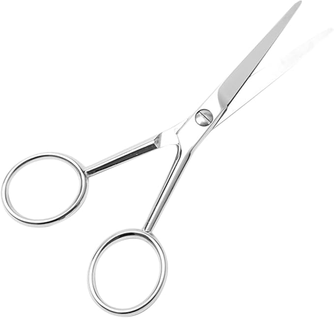 Skid Stainless Steel Mustache Scissors for Men Toothed Beard Grooming Trimmer Scissors with Durable Silver Finish for Accurate Facial Hair Cleaning