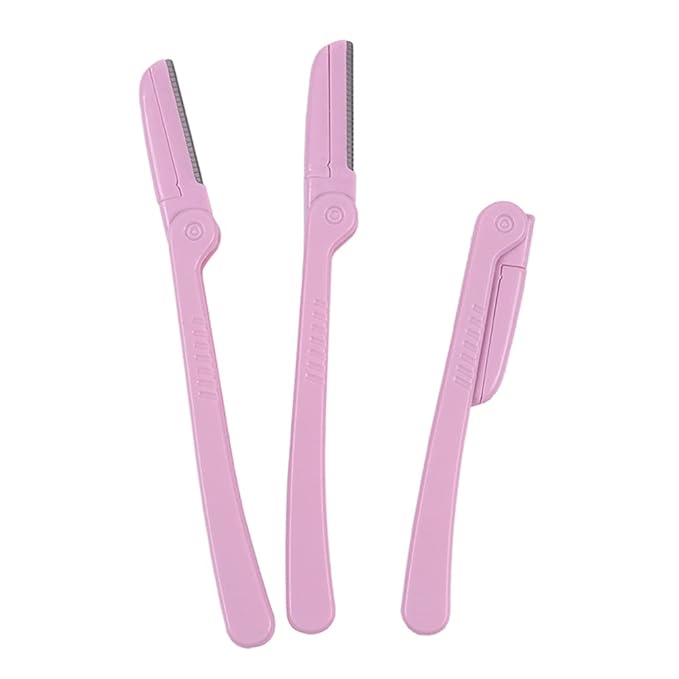 AKOAK 3 Pcs Folding Eyebrow Blade Portable Stainless Steel Mesh Beginners Protective Shaving Precision Razor, Eyebrow Trimmer for Both Men and Women