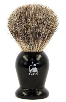 G.B.S Pure Badger Bristle Shaving Brush, Black Handle, Use with any Soap Cream or Foam