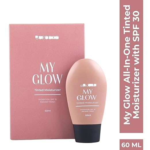 My Glow Tinted Sunscreen SPF 30 Moisturizer 60 ml Medium Shade | Natural Glowy Finish | Intense Hydration & UVA/UVB Protection | Sweat resistant | Niacinamide Cream For Men & Women