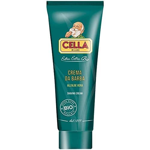 Cella Milano Organic Aloe Vera Shaving Cream – 150 ml – For Use With Shaving Brush – Rich Protective Lather, Made in Italy