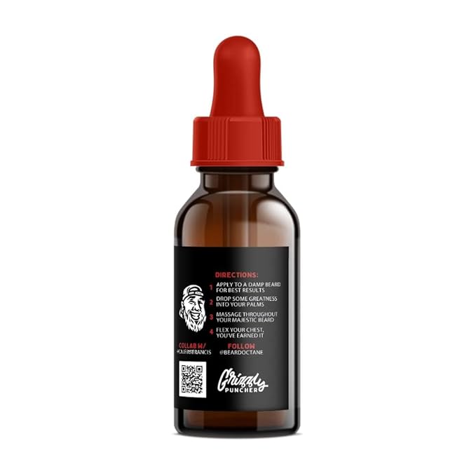 Beard Octane: Grizzly Puncher - Natural Beard Oil w/Argan Oil - 1 Oz - Promotes Healthy Softer Beards - Made in USA - Premium Handcrafted Beard Care