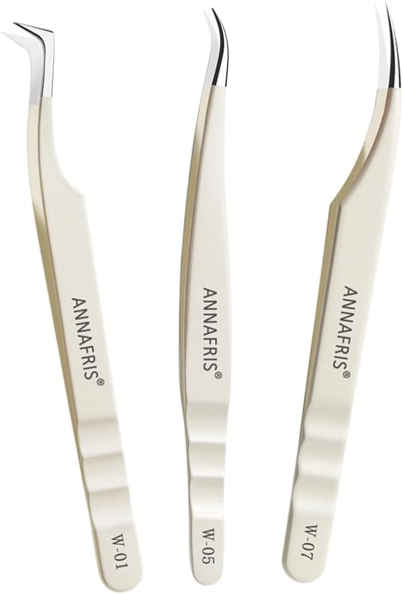 Lash Tweezers for Eyelash Extensions,Stainless Steel Lash Extension Tweezers for Easy Application and Removal-W01+05+07