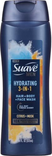 Suave Men 3 in 1 Mens Body Wash, Body Soap for Hydrated Skin and Hair, Hair, Face and Body Wash, With an All day Fresh Scent 18 oz (Pack of 2)